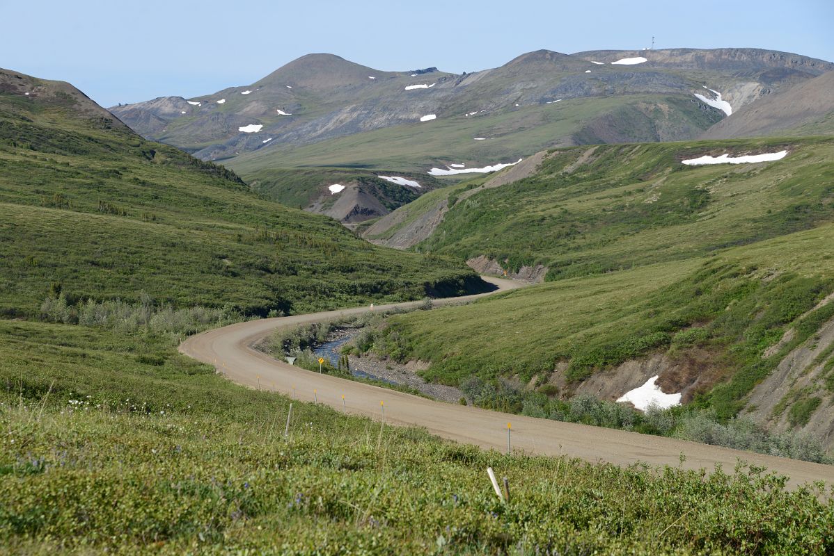 15B Dempster Highway Snakes Through The Richardson Mountains With View To Communication Tower On Day Tour From Inuvik To Arctic Circle